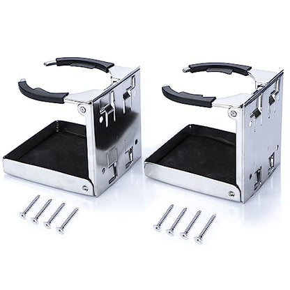 Stainless Steel Adjustable Folding Cup Drink Holders Marine/Boat/Caravan/car (Cup Holder (2pcs))
