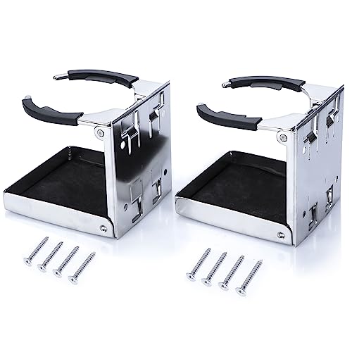 Stainless Steel Adjustable Folding Cup Drink Holders Marine/Boat/Caravan/car (Cup Holder (2pcs))