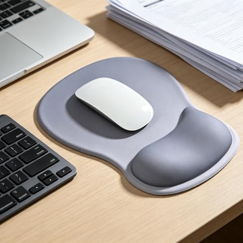 EooCoo Ergonomic Mouse Pad with Gel Wrist Rest Support Middle Concave Design, Relieve Wrist Pain Mousepad, Non-Slip Base for Laptop, Computer, Office Desk Accessories, Carpal Tunnel Syndrome Grey - color: Grey