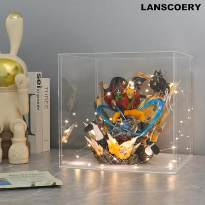 LANSCOERY Acrylic Display Case, Assemble Showcase Display Box for Collectibles, with Dustproof & Seamless Display Design, Compatible with Lego 75328 Helmet 10281 Collectibles 8x8x8inch White Base - color: White, size: 8x8x8inch; 20x20x20cm