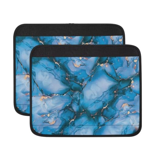 Wheelchair Armrest Pads Blue Marble Print Office Chair Arm Covers 13 inch Universal Fit for Office Transport Chair Mobility Scooter Electric Wheelchair Accessories Gift for Seniors Adults - color: Blue Marble Print