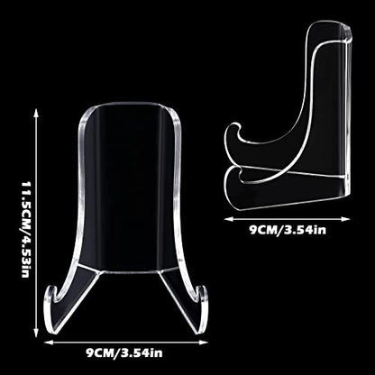 Chunful 2 Pieces Acrylic Plate Stands Clear Acrylic Easels Display Stands with Deep Support Shelves for Display Card Holder Photos Book Picture Table Top Holder Home Decors (3.5 x 3.5 x 4.5 Inch) - size: 3.5 x 3.5 x 4.5 Inch