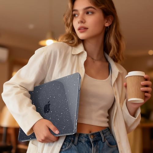 May Chen Compatible with MacBook Neo 13 inch Case 2026 Model A3404, Plastic Hard Shell,Keyboard Cover,Screen Protector,Dust Plug, for MacBook Neo 13" with A18 Pro Chip, Glitter Black - color: Glitter Black