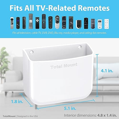 TotalMount Hole-Free Remote Holder – Eliminates Need to Drill Holes in Your Wall (for 2 or 3 Remote Controls – White – Quantity 1) - color: White