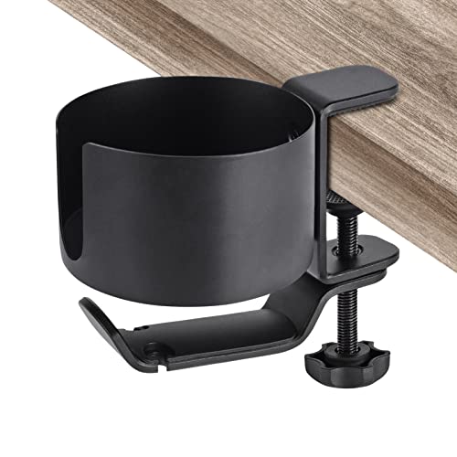 Desk Cup Holder with Headphone Hanger - Anti-Spill Table Cup Holder for Water Bottles, Wheelchairs, Workstations, Gaming Desk Accessories
