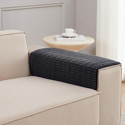 Sofa Armrest Cover Couch Arm Cover Armchair Covers, 2pcs Anti-Slip Couch Arm Protectors Sofa Arm Covers (Black, 18x26x2pcs) - color: Black, size: 18x26 inch (2 pcs)