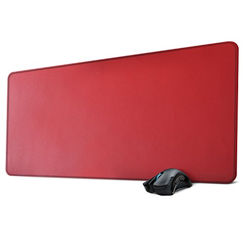 ZORESYN XL PU Leather Desk Mat 35.4"x15.8" – Large Waterproof Keyboard & Mouse Pad, Comfortable Surface for Typing & Writing, Easy-Clean Rollable Desk Protector for Office/Home/School (Red) - color: Red, size: 35.4L x 15.8W inches