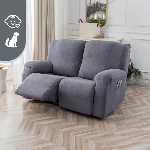 100% Waterproof Recliner Loveseat Cover, 2 Pieces Stretch Recliner Sofa Slipcovers Washable Couch Cover Furniture Covers for Pets, Dogs, Kids (Dark Gray, 2 Seater) - color: Dark Gray, size: 48"-62" 2 Seater