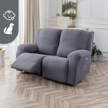 100% Waterproof Recliner Loveseat Cover, 2 Pieces Stretch Recliner Sofa Slipcovers Washable Couch Cover Furniture Covers for Pets, Dogs, Kids (Dark Gray, 2 Seater) - color: Dark Gray, size: 48"-62" 2 Seater