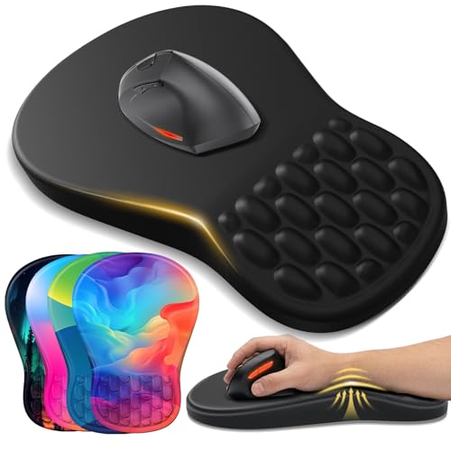 YIWEI Ergonomic Mouse Pad with Wrist Support - Gel Memory Foam Mouse Mat for Computer Keyboard & Laptop - Non-Slip Base, Pain Relief for Home Office & Gaming - Black - color: Black