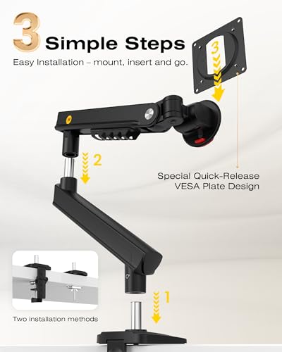 NB SmooVex™ Monitor Mount, Monitor Stand fits up to 32 Inch, Mechanical Spring Mount, VESA 75/100 mm, Model-A5(Black) - color: Black