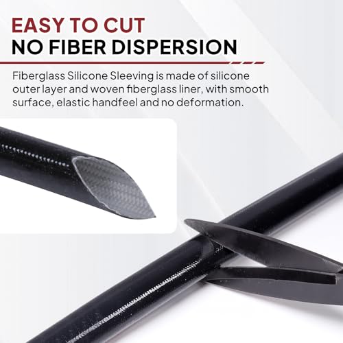 Silicone Fiberglass Sleeve Heat Shield Wire Protective High Temperature Electrical Insulation Self-extinguishing Black (3/16"- 9ft) - style: 3/16"- 9ft
