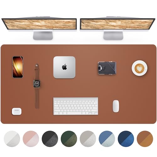 AFIING Large Desk Mat 55" x 24" - PU Leather Desk Pad Protector, Waterproof Non-Slip Extended Mouse Pad for Office Desk, Keyboard, Laptop and Home Workspace (Brown) - color: Brown, size: 55.1" x 24"