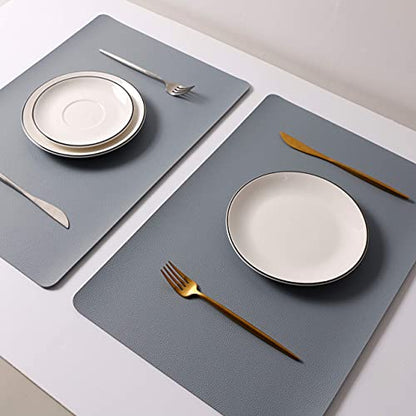 Wipeable Placemats Leather Table Mats Waterproof Heat-Resistant Easy to Clean for Dining Table Set Kitchen Table (4, Pale Blue) - color: Pale Blue, size: set of 4