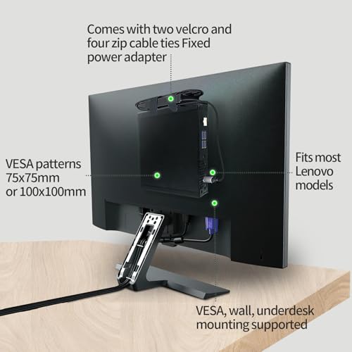 Mini PC Mount Compatible with Lenovo ThinkCentre Tiny, Wall VESA and Under Desk Mount for Lenovo ThinkCentre Tiny Desktops M600 M700 M710Q M715q M720Q M800z M900 M910Q Mini Desktop Bracket