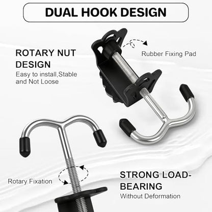 AULEEP 2 Pack Clamp-On Under Desk Bag Hook, Adjustable Purse Holder for Table with Cute DIY Stickers, 100 lbs Capacity Heavy-Duty Desk Organizer Hooks for Handbag, Backpack, Headphone, Black - color: Black