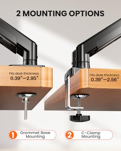 ErGear Dual Monitor Arm, Full Adjustable Monitor Mount for 13–32″ Screens, Fast Install Computer Monitor Stand with Tool-Free VESA Mount, Max Load 19.8 lbs, Max VESA 100x100mm - size: 13"-32", style: Dual Arms