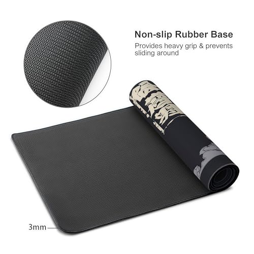 Gaming Mouse Pad, XXL Non-Slip Rubber Base, Waterproof with Stitched Edges, Japanese Demon Mask Design, 35.4 x 15.7 inches