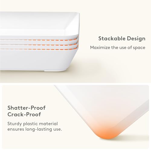 Lifewit 4 Pcs Extra Large Serving Tray for Party, 16" x 12" Reusable Plastic Food Serving Platter for Dessert, Fruit, Cookie, Appetizers & Charcuterie, BPA-Free White Catering Trays for Buffet Display - size: Extra Large (16" x 12")