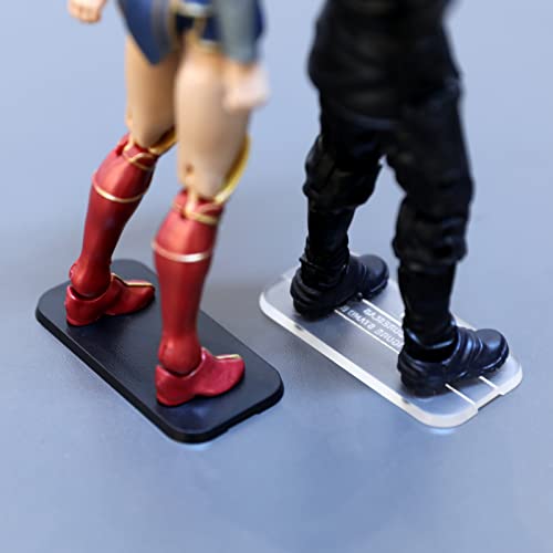 56Pack 6inch Action Figure Stand Base with Peg, Figures Toy Organizer Support Display Feet Stands, Figuras Holder Accessories, Compatible with 1/12 Mavel Legends Series/GiJeo Classified - color: Transparent&Black(Square)