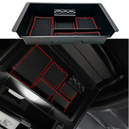 Center Console Tray Organizer Compatible with 2014-2018 GMC Sierra Accessories, (2015-2020) Yukon/Chevy Tahoe Silverado Suburban, Armrest Storage Box Replaces 22817343 (Red) - color: Red