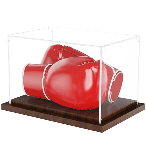 VGMiu Boxing Glove Display Case with Wood Base, Clear Acrylic Display Case Box for Boxing Glove, Baseball Mitt, Sports Collectibles, Memorabilia Displays, Gift for Boxing Fans - size: Boxing Glove Case