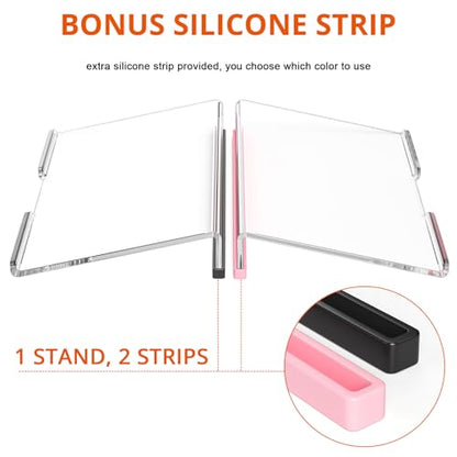 Richboom Computer Keyboard Stand for Desktop, 11.8" Tiny Clear Acrylic Keyboard Riser 78 Keys Compact Keyboard Lift for Desk Ergonomic Short Keyboard Holder Tray with Black and Pink Silicone Strip - color: Clear w/ Black Silicone Strip