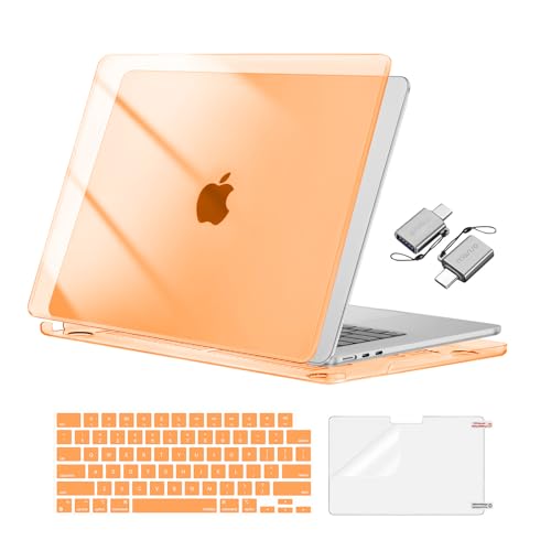 MOSISO Compatible with MacBook Air 15 inch Case M5 2026 M4 2025 M3 M2 2024 2023 A3448 A3241 A3114 A2941, Hard Shell&Keyboard Cover&Screen Film&Type C, Great for Study Travel Work,Crystal Cosmic Orange - color: Crystal Cosmic Orange