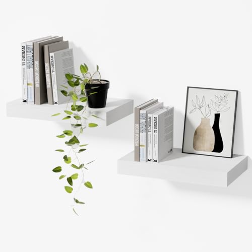 Floating Shelves Set of 2,11.8 Inches Small Wall Shelves for Living Room Bathroom Kitchen and Bedroom,White - color: White, size: 11.8''