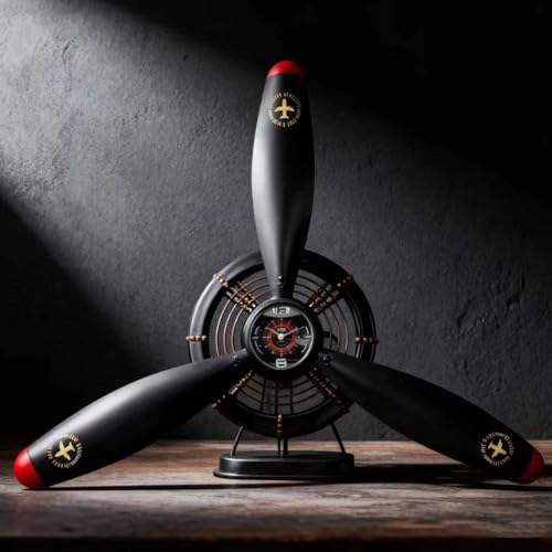 GLOWMIRTH Airplane Wall Art,Aviation Décor,Unique Wall Sculptures,Pilot Gifts,Steampunk Metal Art for Kitchen, Bedroom, Living Room,Cool Clocks Battery Operated,Black
