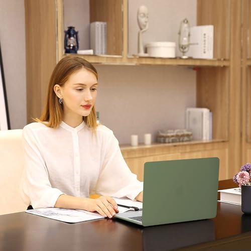 MOSISO Compatible with MacBook Air 13 inch Case M1 2021 2020 2019 2018 Release A2337 A2179 A1932 Touch ID, Plastic Hard Shell Cover&Keyboard Cover for MacBook Air 13.3 inch Case M1, Army Green - color: Army Green