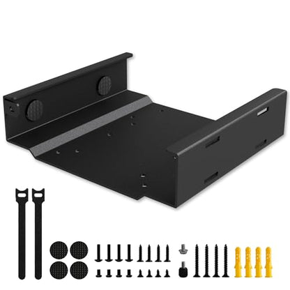 Mini PC Mount for Dell OptiPlex Mini PCs (3000/5000/7000 MFF and More), Under Desk | Wall-Mount | VESA, Protect Host Devices, with Adapter-Fixed Nylon Clips, Keep Desktop Tidy, Black
