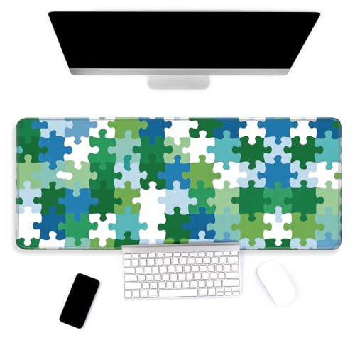 Large Mouse Pad, Big Gaming Mousepad, Desk Mat for Desktop, Thick Non-Slip Waterproof Rubber Base, Mouse Pads for Office, Computer, Keyboard, Laptop 31.5x11.8 in, Geometric Puzzle - color: Geometric Puzzle, size: 31.5" x 11.8"