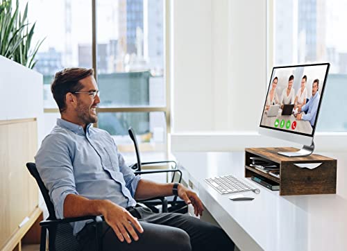 Zimilar Monitor Stand Riser, 2 Tiers Laptop Computer Monitor Riser for PC Screen, iMac, Desktop Wooden Screen Monitor Stand Riser with Storage for Home Office - color: Rust Brown
