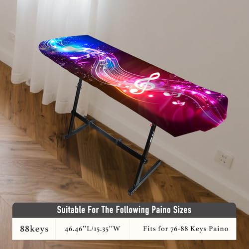 Nuxovilar Stretchy 88 Keys Keyboard Piano Dust Cover, Dust - Proof Elastic Milk Silk with Colorful Music Note Wave Designs for Digital Pianos - color: hd02413
