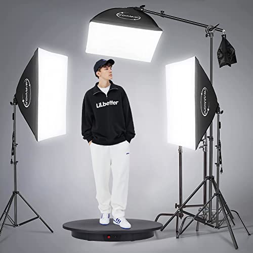 JAYEGT Motorized Rotating Display Stand, 350Lbs Load，360 Degree Electric Rotating Potography Turntable for Products Display，Live Show， Remote Control +5 Colors Backgrounds (Black/23.6Inch/Wired) - color: Black, size: 23.6Inch