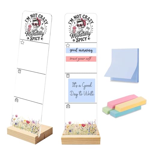 Sticky Note Holder Acrylic Monitor Memo Board Desk Organizers Desk Decor Post It Note Holder I'm Not Crazy Mentally Spicy Retro Skeleton Sassy Funny Office Desk Sign - color: Acrylic 12