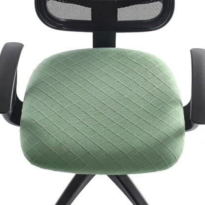 Stretch Jacquard Office Chair Cover, Removable Washable Desk Chair Cover, Anti-dust Seat Cushion Protectors - Green - color: Green, size: Chair Seat Cover