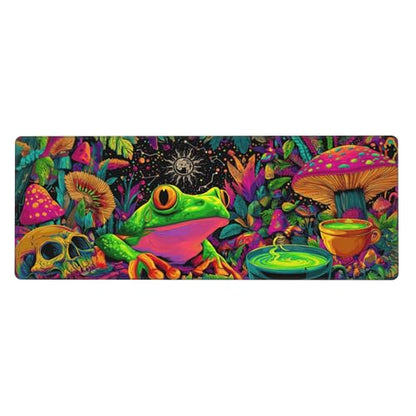 Frog Mushroom Mouse Pad Extended Large Gaming Mouse Pad XL Stitched Edges for Gamer Home Office 31.5 X 11.8 Inch - color: Frog Mushroom