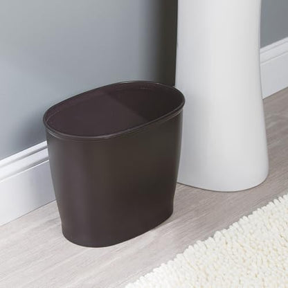 iDesign Slim Plastic Bathroom Trash Can, Bronze | Small Garbage Bin, For Bedroom, Office, Desk, Dorm - size: 12" x 8" x 10"