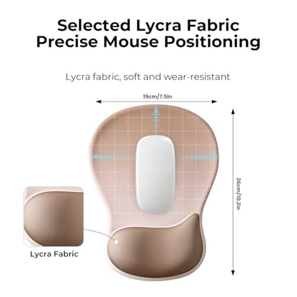 EooCoo Ergonomic Mouse Pad with Gel Wrist Rest Support Middle Concave Design, Relieve Wrist Pain Mousepad, Non-Slip Base for Laptop, Office Desk Accessories, Carpal Tunnel Syndrome - color: Khaki