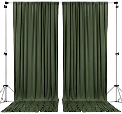 AK TRADING CO. 10 feet x 8 feet IFR Polyester Backdrop Drapes Curtains Panels with Rod Pockets - Wedding Ceremony Party Home Window Decorations - Olive Green - color: Olive Green