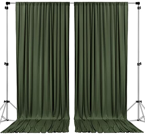 AK TRADING CO. 10 feet x 8 feet IFR Polyester Backdrop Drapes Curtains Panels with Rod Pockets - Wedding Ceremony Party Home Window Decorations - Olive Green - color: Olive Green