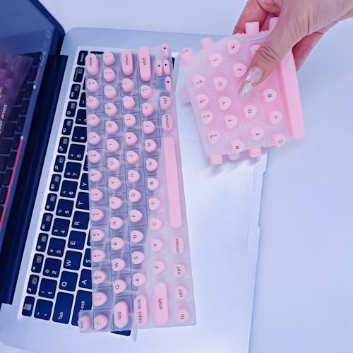 Keyboard Cover for Long Nails Compatible with MacBook Pro 13 inch M2 2023, 2022, 2021 2020 M1 A2338 A2289 A2251&Compatible with MacBook Pro 16 2020 2019 A2141 Touch ID, US ANSI (Pink & Heart) - color: Pink