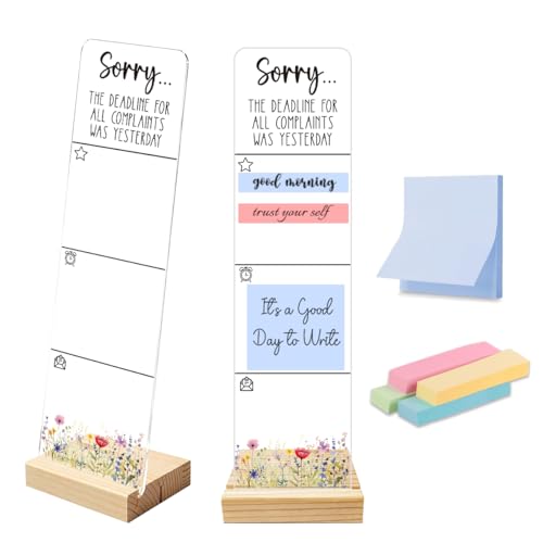 Sticky Notes Monitor Memo Board with Removable Wooden Base Sorry The Deadline for All Complaints was Yesterday Funny Quote Message Board Portable Sticky Note Holder Sarcastic Office Desk Decor - color: Sorry