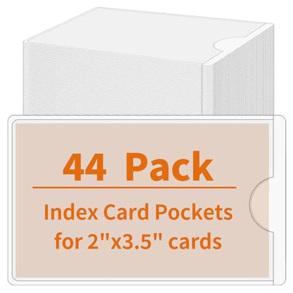 44 Pack Adhesive Pockets, Bin Labels for Storage Bins, Clear Label Holder, Index Card Holder 2x3.5 Inches, Plastic Storage Tote Labels for Organizing Bins Box Drawer - size: 2×3.5 inch