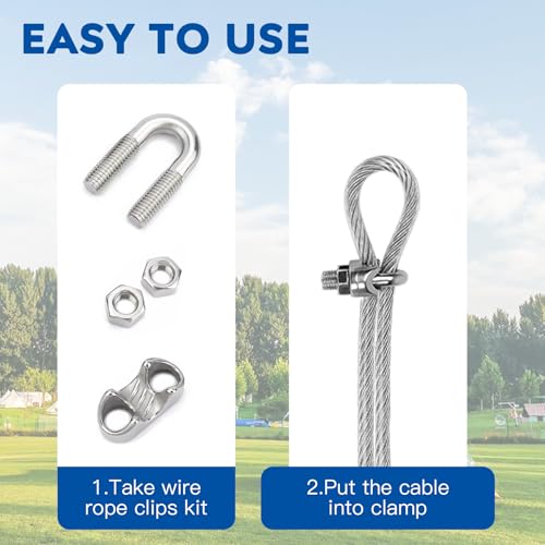 10PCS 1/8 Inches M3 304 Stainless Steel Wire Rope Cable Clip Clamp, Reusable Wire Rope Clips for 1/8Inch (1.5mm-3mm) Diameter Wire Cable/Wire Rope, Wire Clamp Tool for Outdoors - size: 10pcs-M3(1.5mm-3.0mm)