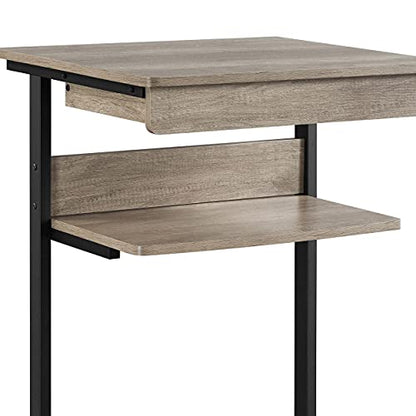 Yaheetech Rolling Computer Desk with Drawer & Keyboard Tray, Mobile Laptop Desk Cart Standing Computer Workstation for Home Office, Gray - color: Grey