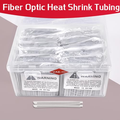 1200 pcs Fiber Splice Tube Splice Sleeves(2.6mm diam, 60mm Length) with Tool Box Fusion Fiber Optic Cable Heat Shrinks Tubing 304 Stainless Steel PE Clear Bare Pipe hot melt Protection Tubes