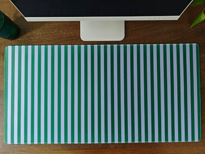 Green Teal Striped Desk Mat Cute Pastel XXL Large Gaming Mouse Pad Desk Pad Kawaii Aesthetic Home Office Decor Cozy Keyboard Laptop Computer Mat - color: A6- Green Teal